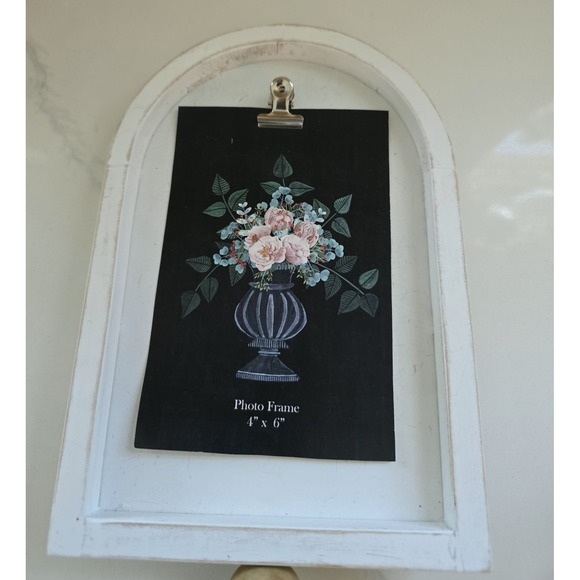 Wooden Table Top Arch 4x6 Photo Frame White With Natural‎ Wood Base New - Picture 4 of 6